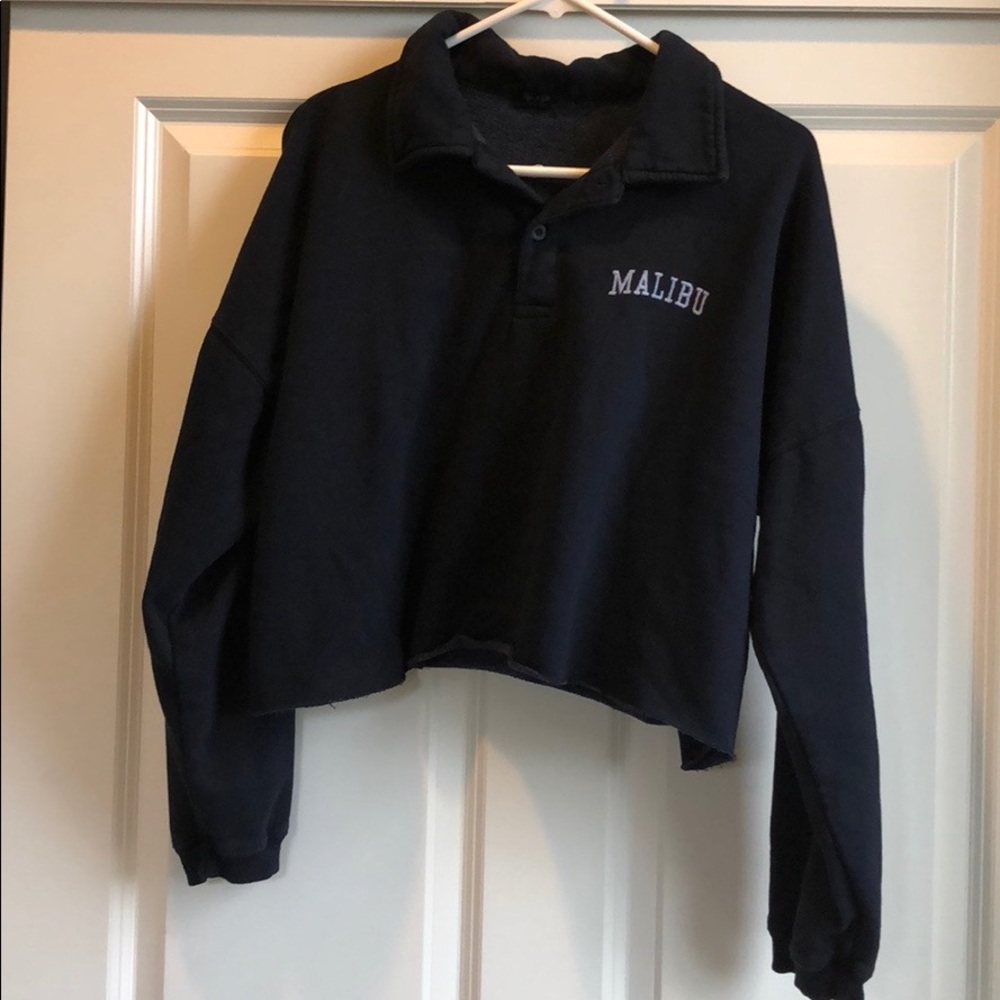 Brandy Melville Navy Blue Cropped Polo